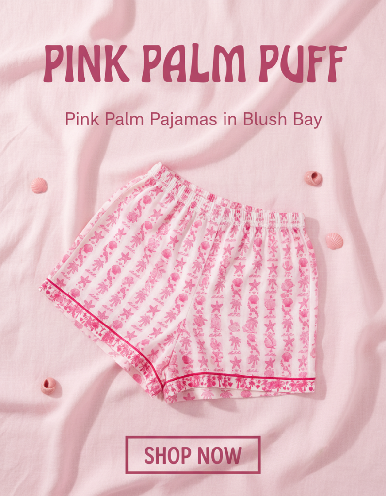 Pink Palm Pajamas in Blush Bay- (112)